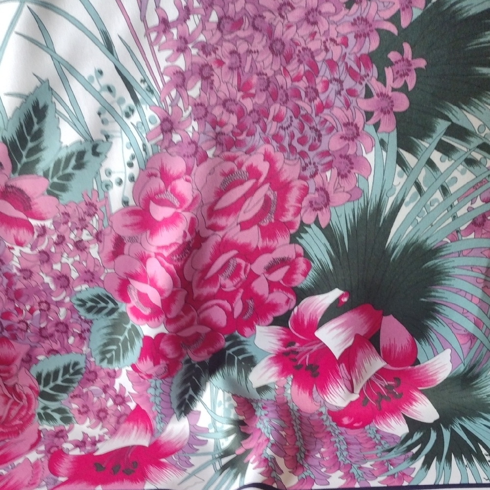 Floral Scarf with Pink and Purple Accents - Picture 3 of 5